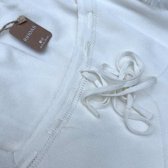 Rihoas White Square Neck Sweater Mini Dress - Picture 9 of 9